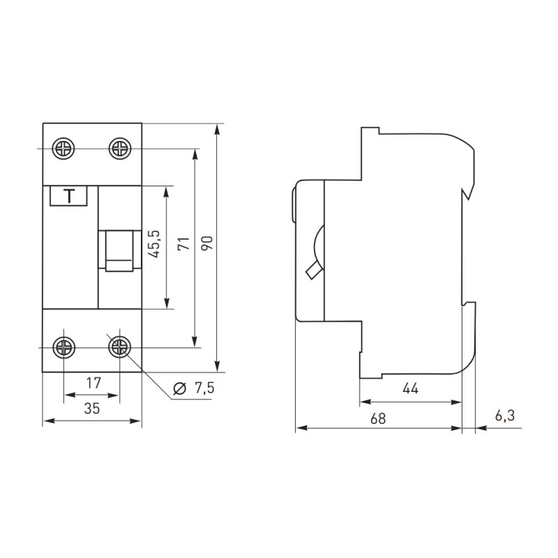 Устройство защитного отключения EKF ВДТ-40 40А, 30мА, тип АС, 2П