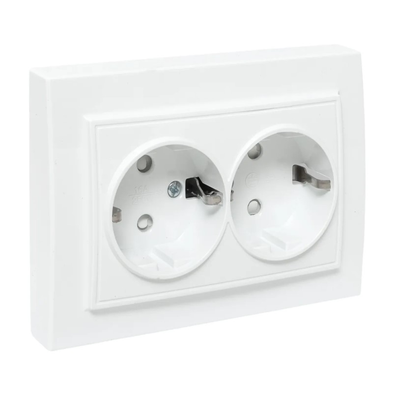 Розетка с/у Минск ERR16-128-100, 2 гнезда, с/з, з/ш, белая