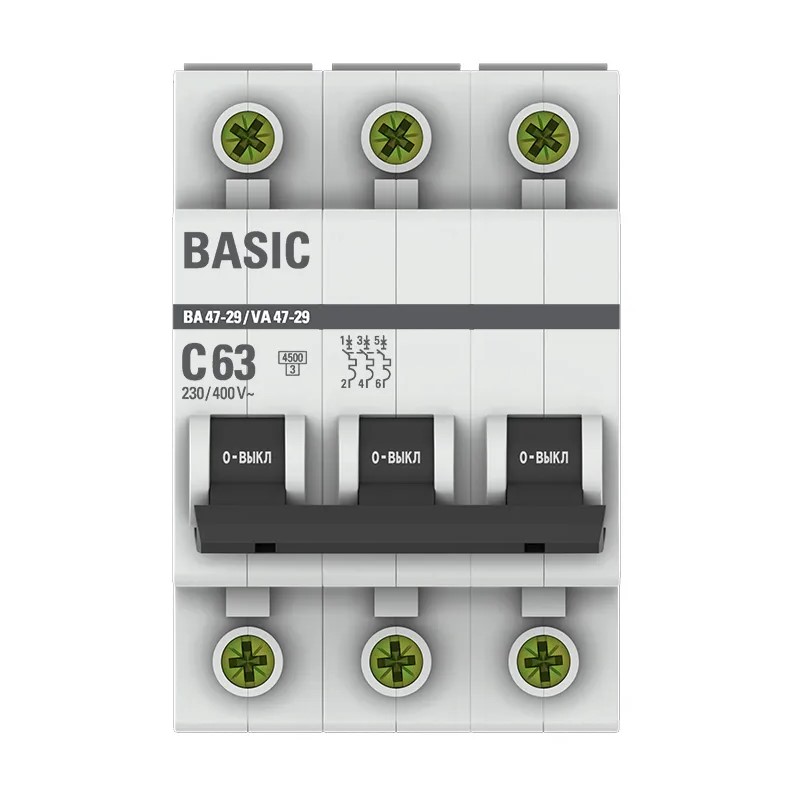 Выключатель автоматический EKF ВА 47-29 4,5кА, С 63А, 3П