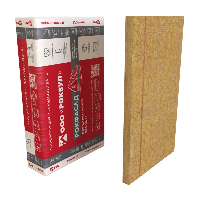 Утеплитель Rockwool Рокфасад 1000х600х50 мм, 4 шт