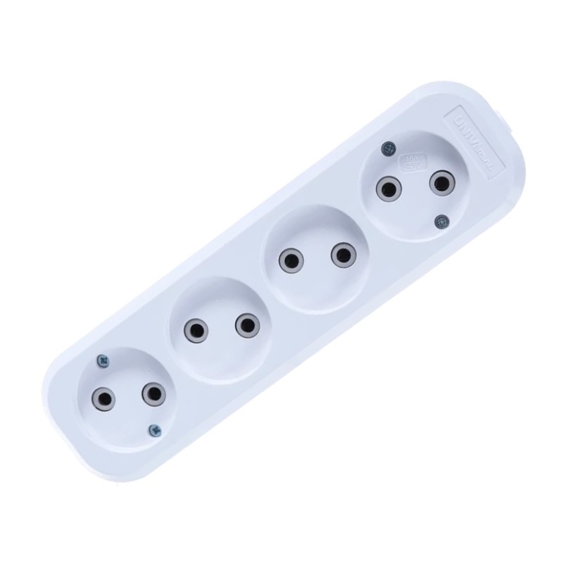 Колодка 4 гнезда E204 б/з, 10 А, 230 В, АВС-пластик, белая