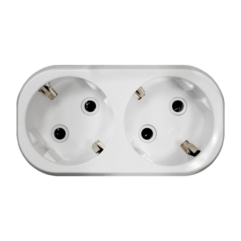 Разветвитель 2 гнезда, А302, с/з, 16А, плоский