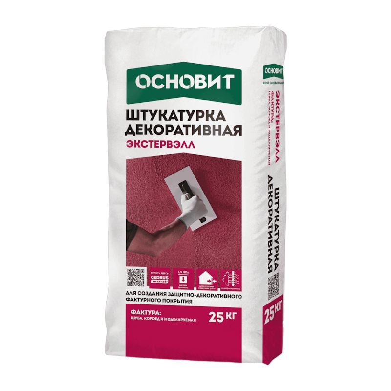 Штукатурка декоративная Основит Шуба Экстервэлл OS-1,5 WS белая (25 кг)