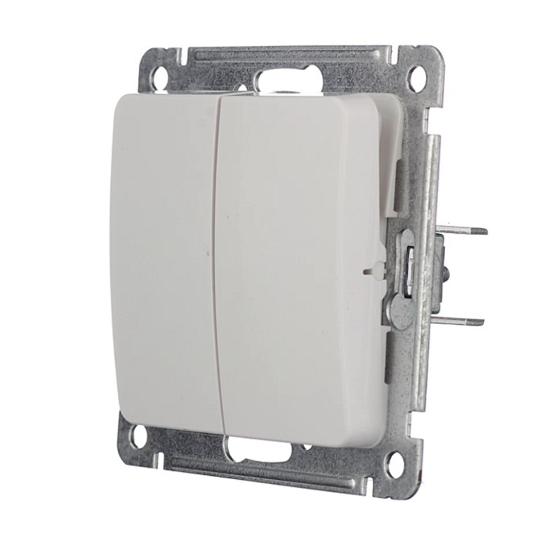 Выключатель с/у Master ВС10-451, 2 клавиши, б/инд, белый