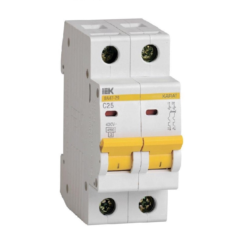 Автоматический выключатель IEK Karat ВА 47-29 4,5кА, С 25А, 2П, MVA20-2-025-C
