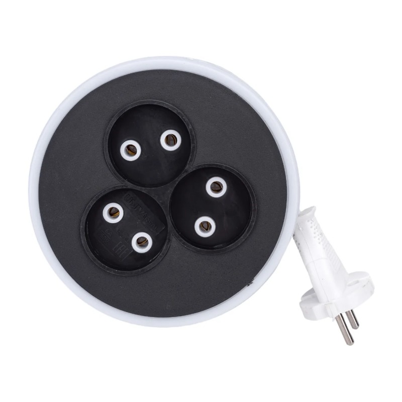 Удлинитель-рулетка 9634578, 3 гнезда, ШВВП 2х0,75, 1300 Вт, б/з, 5м