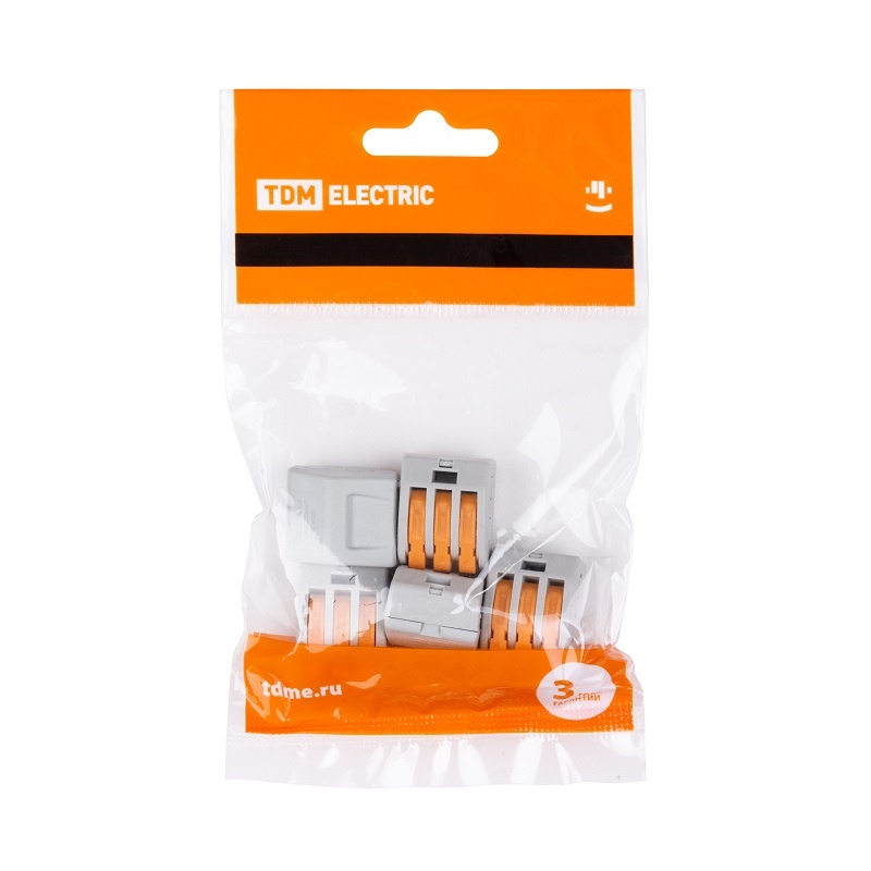 Клемма с рычажком 222-413 без пасты, 3 провода 0,1-2,5 мм2 (5 шт.)