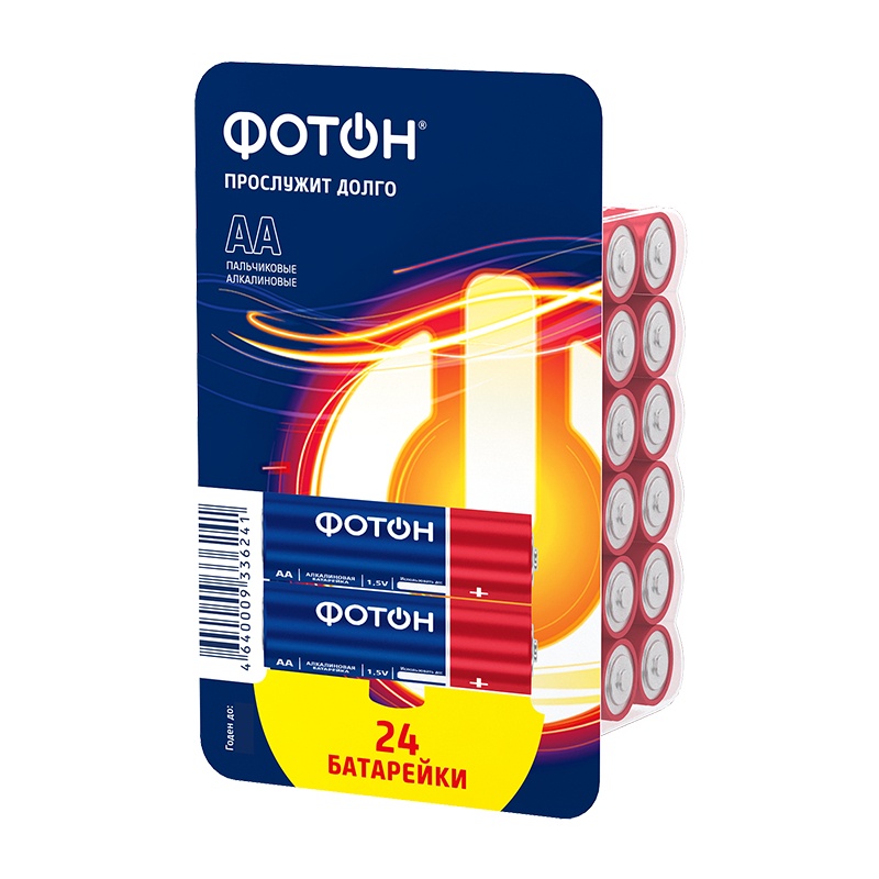 Батарейка алкалиновая Фотон тип LR6/АА, 1,5В (24 шт)