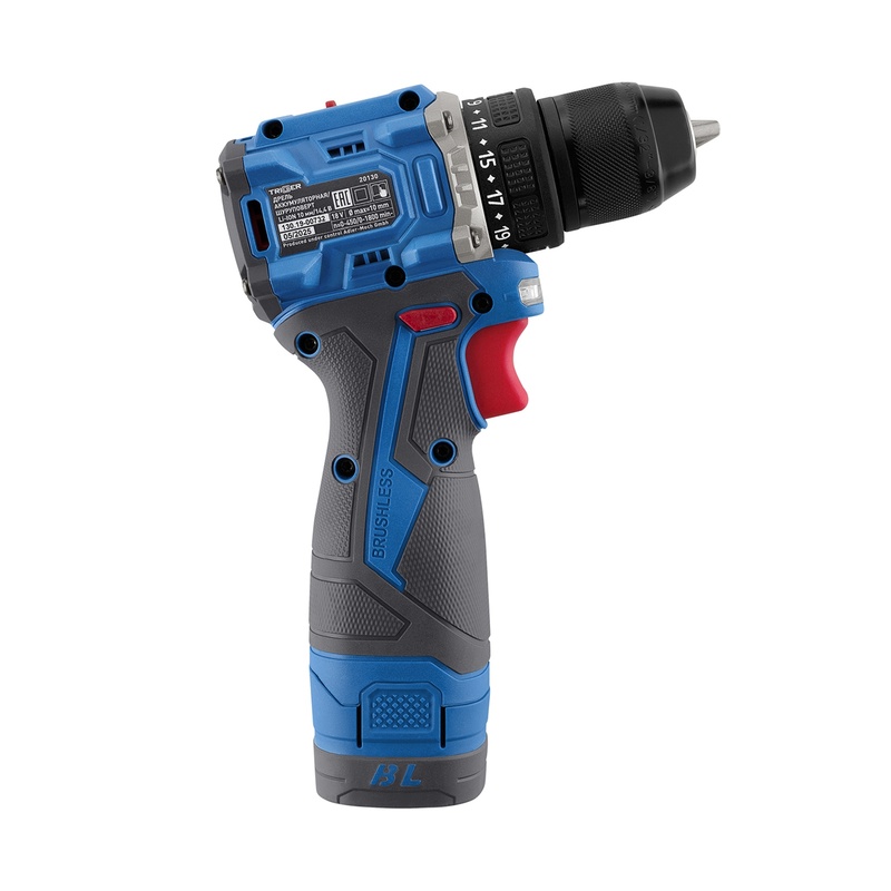 Дрель-шуруповерт Trigger 20130, бесщеточная, 14,4V, 10 мм, 48 Нм, 2 аккумулятора Li-ion (2Ач), кейс