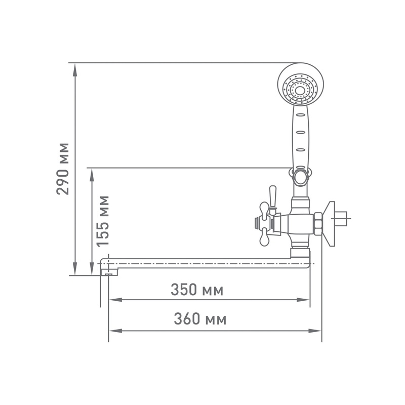 Смеситель для ванны Mix&Fix Soffron 7401-01 с аксессуарами, L- излив 350мм