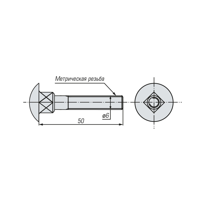 Болт мебельный SWFS DIN603 М6х50 (1800 шт)
