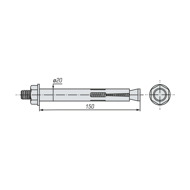 Болт анкерный с гайкой SWFS 20х150 (10 шт)