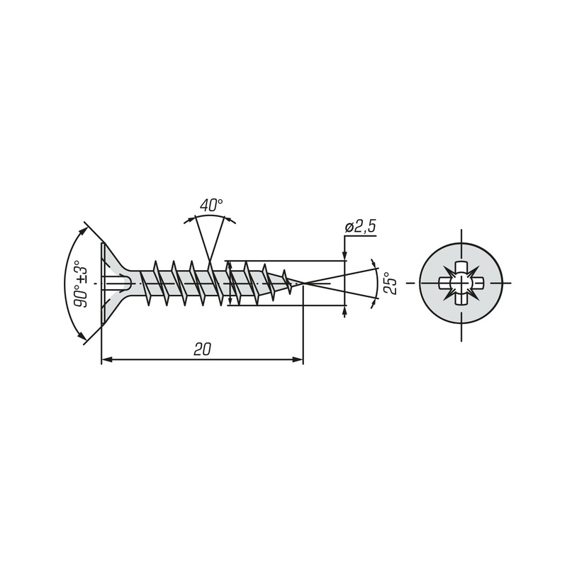 Саморез ШУЖ SWFS 2,5х20 (25 шт) пакетик