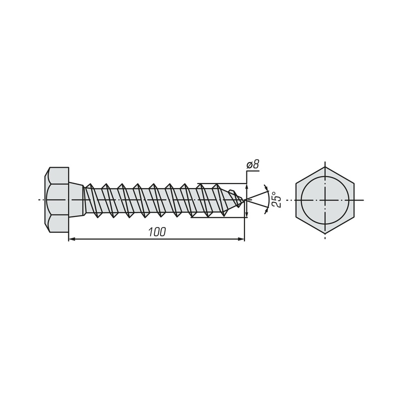 Шуруп сантеxнический SWFS 8х100 (50 шт)