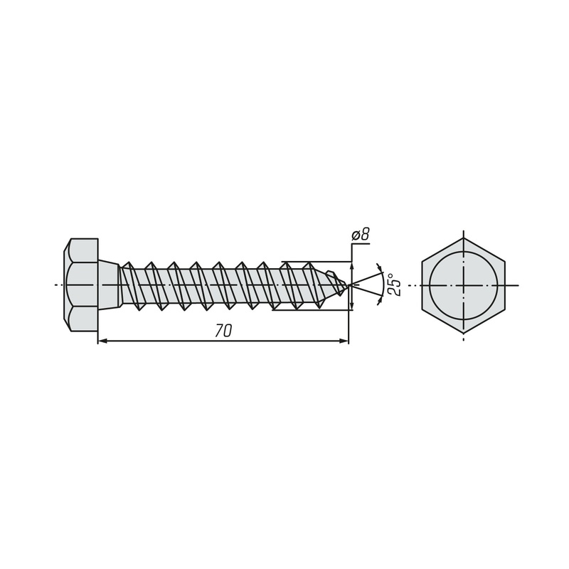 Шуруп сантеxнический SWFS 8х70 (2 шт) пакетик