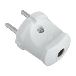 Вилка прямая разборная Makel 10001, 6А, 230В, б/з, белая