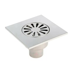 Трап металлический вертикальный d=50мм 150х150мм, не регулируемый, хром