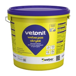 Штукатурка акриловая Vetonit Pas Akrylat шуба 1,5 мм, база 0000 транспарентная (25 кг)