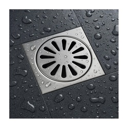 Трап металлический горизонтальный d=50мм 100х100мм, не регулируемый, хром