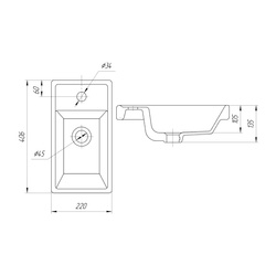 Раковина Универсал Енисей 40, 406х220х135 мм