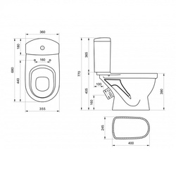 Унитаз-компакт Santek Алькор, косой выпуск, 670х355х758 мм