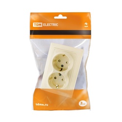 Розетка с/у Таймыр SQ1814-0118, 2 гнезда, с/з, з/ш слоновая кость