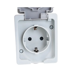 Розетка о/у Аллегро 1282, 1 гнездо с/з, з/ш и крышкой, IP54, серая