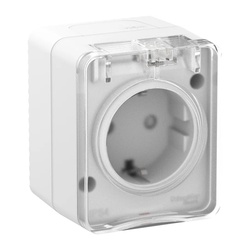 Розетка о/у Atlasdesign Profi ATN540145, 1 гнездо, с/з, з/ш и крышкой, IP54, белая