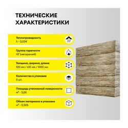 Утеплитель Vetonit для Стен и Крыш Стронг 1000х610х100 мм, 5 шт