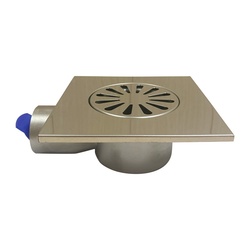 Трап металлический горизонтальный d=50мм 150х150мм, не регулируемый, хром