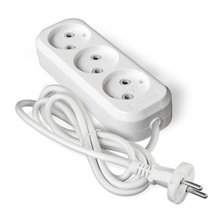 Удлинитель бытовой 639М-05, 3 гнезда, ПВС 2х0,75, 1380 Вт, б/з, 5 м, белый