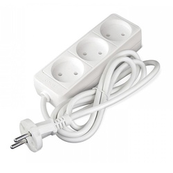 Удлинитель бытовой 481S-1303, 3 гнезда, ПВС, 2200 Вт, б/з, 3 м, белый