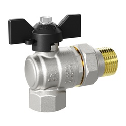 Кран шаровый PN40, 1/2" В-Н, угловой, со сгоном, бабочка