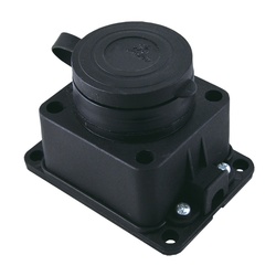 Розетка 1 гнездо, 2Р+РЕ, 16А, 230В, IP44, каучук, черная