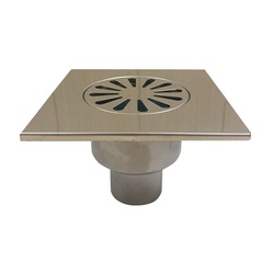 Трап металлический вертикальный d=50мм 150х150мм, не регулируемый, хром