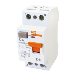 Устройство защитного отключения TDM ВД1-63, 32А, 30мА, тип АС, 2П