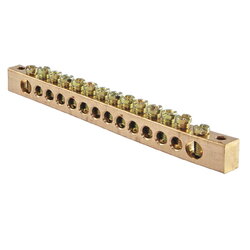 Шина "N" нулевая стандартная без изолятора 100А, 6х9 мм (14 отв.) крепеж ко краям