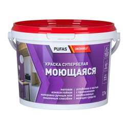 Краска моющаяся Pufas Decoself белая (2,7 кг)