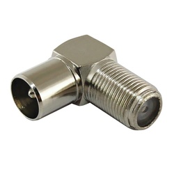 Переходник гнездо F-штекер TV угловой, металл