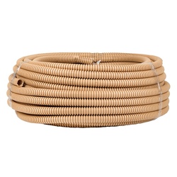 Труба гофрированная ПВХ легкая с зондом, d=16 мм, светлое дерево (25 п.м.)