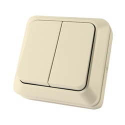 Выключатель о/у Ладога SQ1801-0004, 2 клавиши, б/инд, слоновая кость