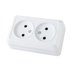 Розетка о/у Ладога SQ1801-0017, 2 гнезда, б/з, белая