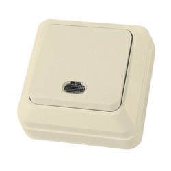 Выключатель о/у Ладога SQ1801-0010, 1 клавиша, с/инд, слоновая кость