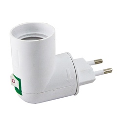 Переходник вилка-патрон Е27 с выключателем, 230В, белый