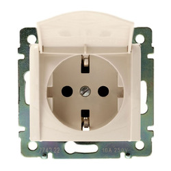 Розетка с/у Valena 695614, 1 гнездо, с/з, з/ш и крышкой, бежевая