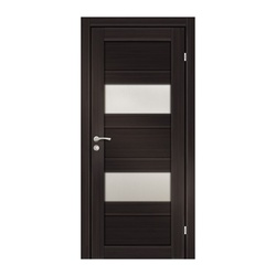 Полотно дверное OLOVI Аризона2 экошпон Венге М9 со стеклом с притвором с замком