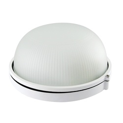 Светильник НПБ под Е27, 100 Вт, круг, белый металл+стекло, IP54