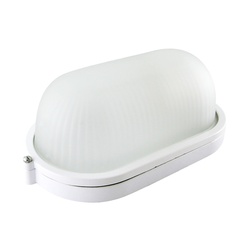 Светильник НПБ под Е27, 60 Вт, овал, белый металл+стекло, IP54