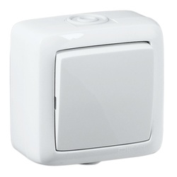 Выключатель о/у Alfa ВА10-211, 1 клавиша, б/инд, IP44, белый