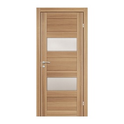 Полотно дверное OLOVI Аризона2 экошпон Дуб Золотистый М8 со стеклом с притвором с замком